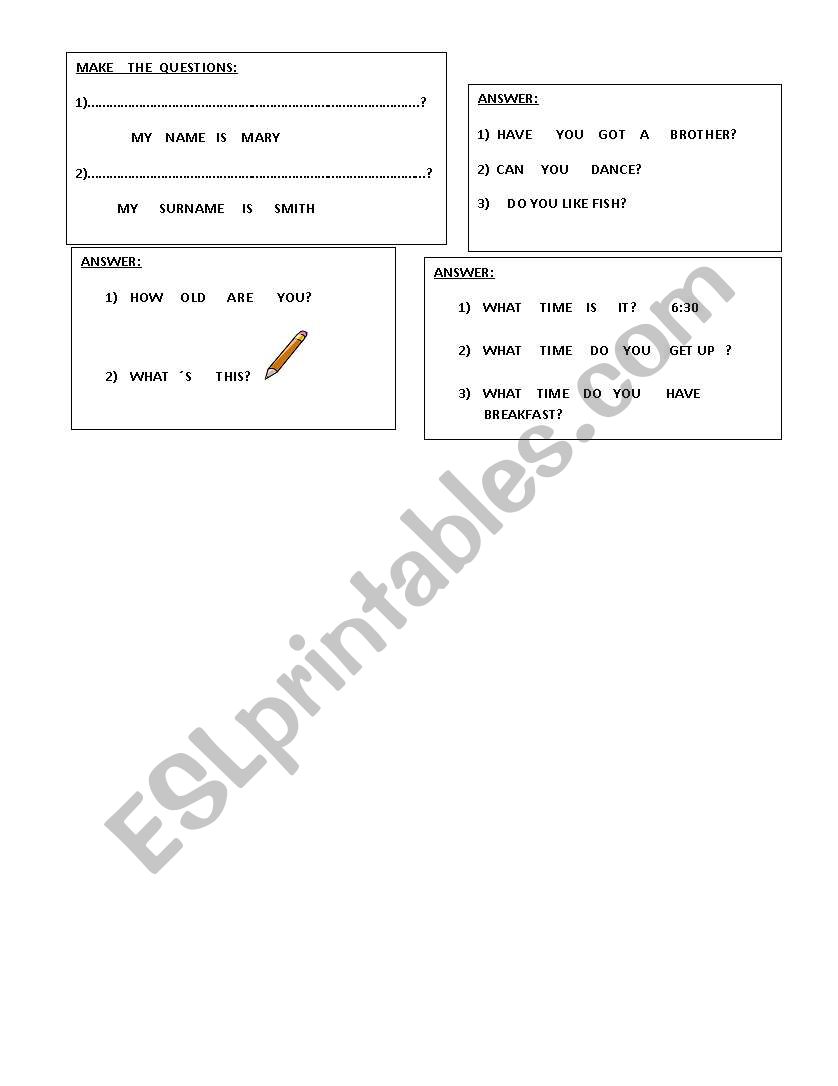 CARDS FOR ORAL ACTIVITIES worksheet