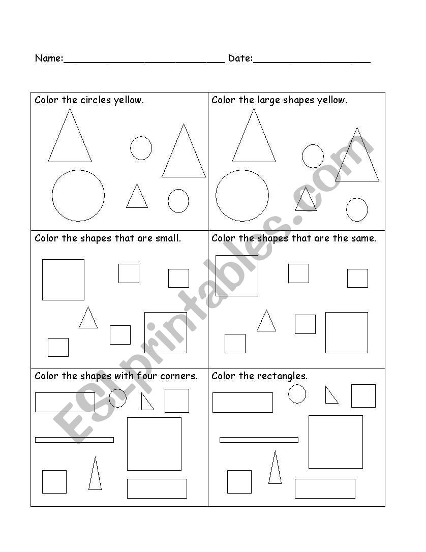 Color the Right Shape worksheet