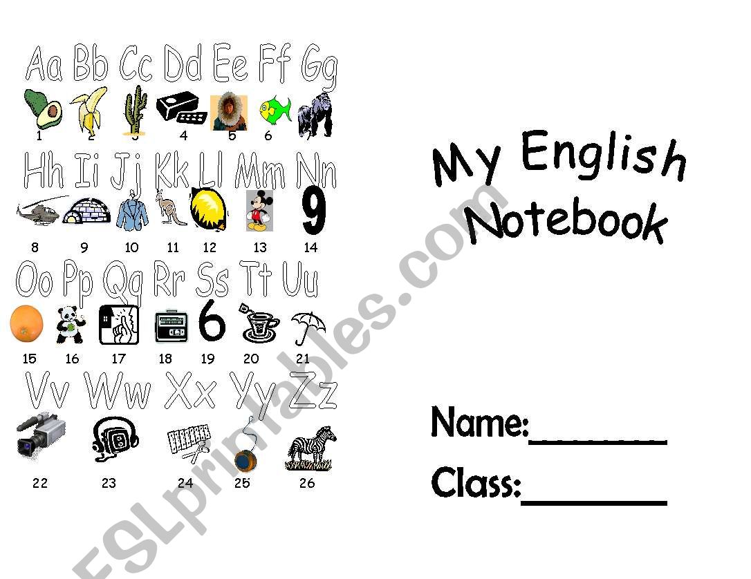 Notebook cover for beginners worksheet