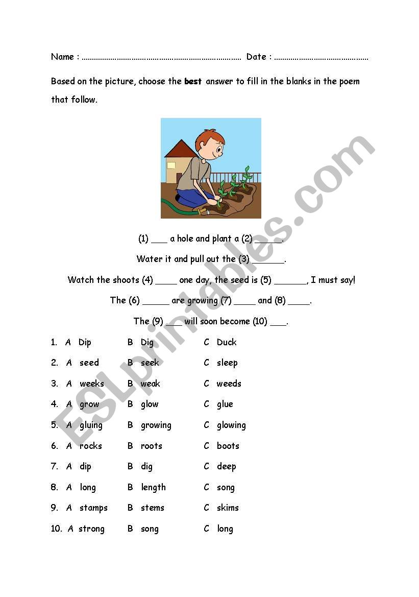 At The Farm worksheet