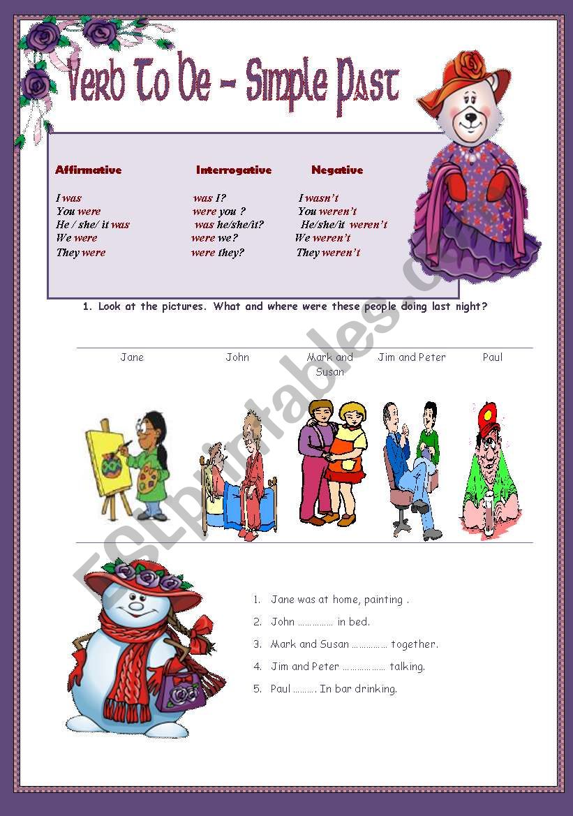 Verb TO BE - Past simple worksheet