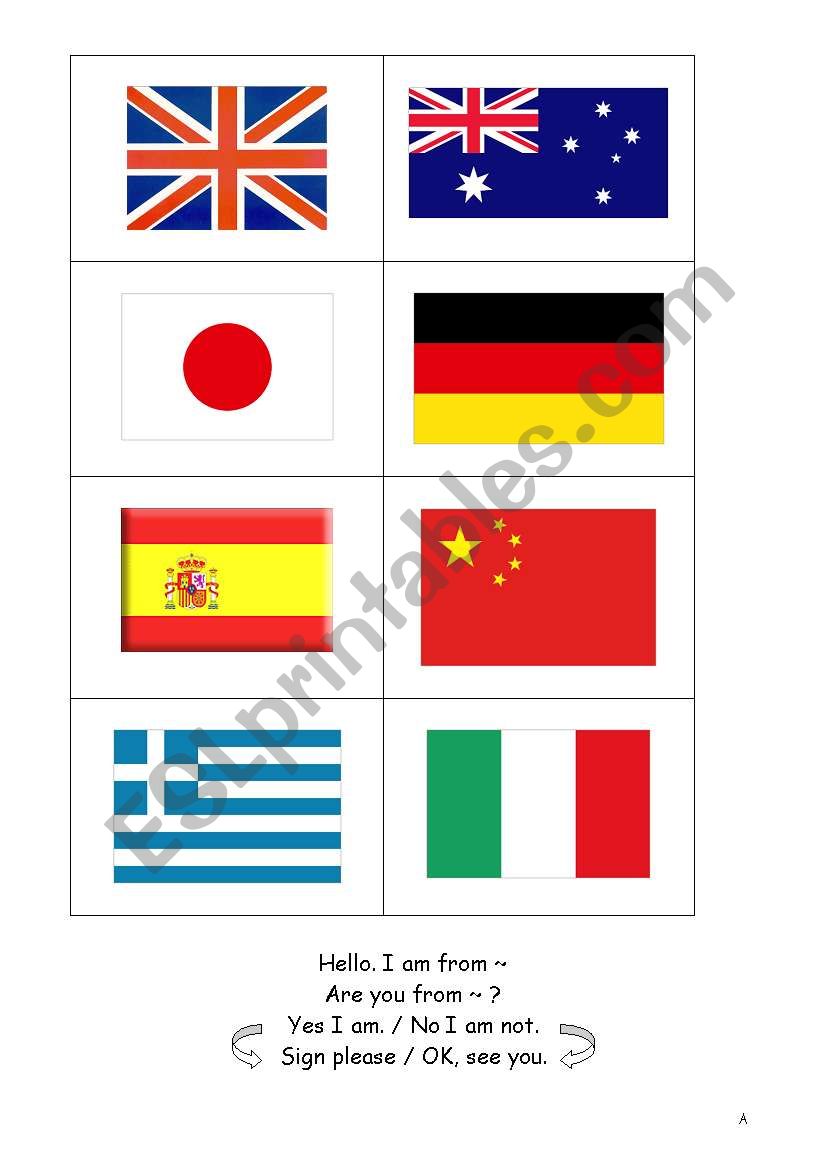 Simple conversation sheet - countries
