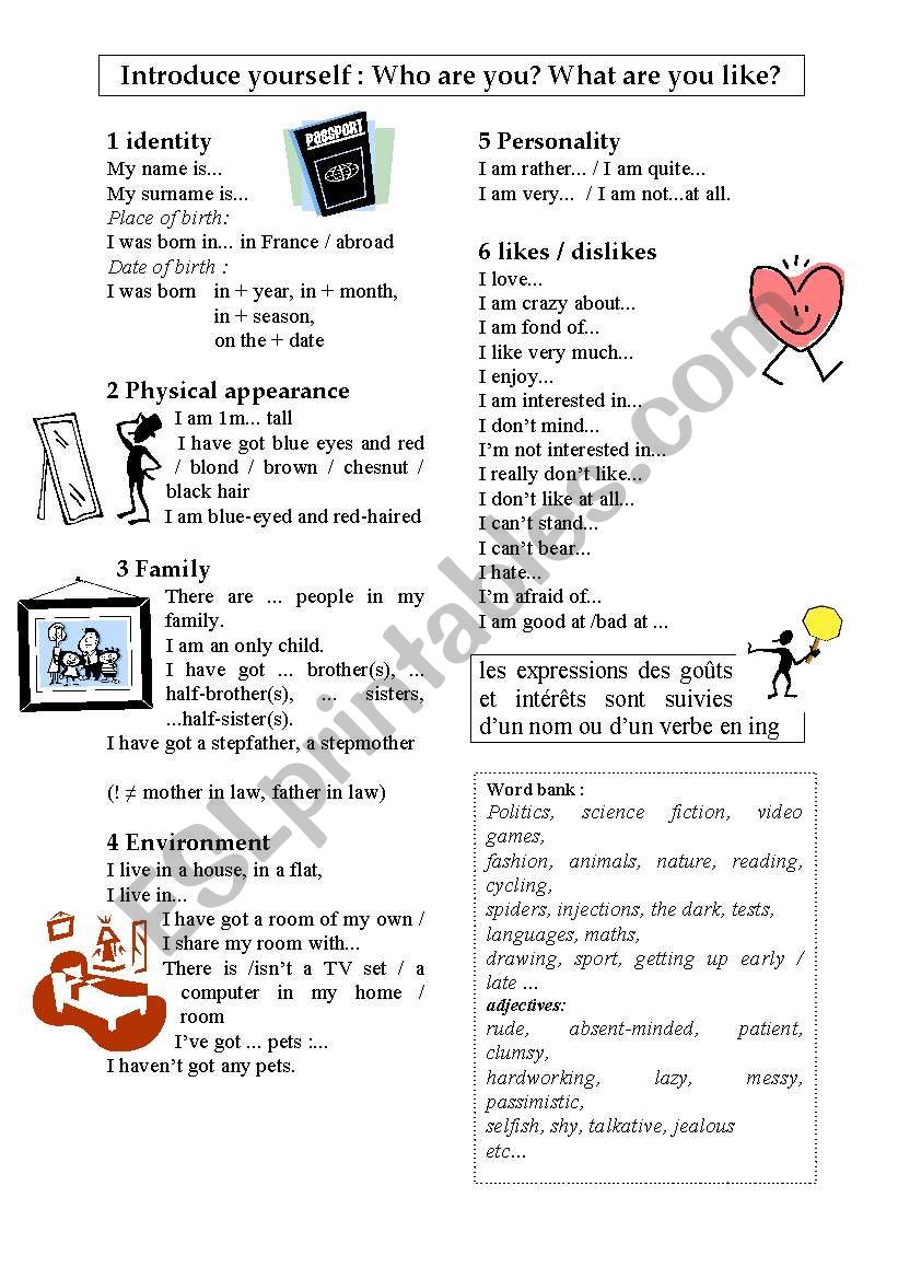 Introduce Yourself ESL Worksheet By Carrotseeds introduce-yourself-esl-worksheet-by-carrotseeds