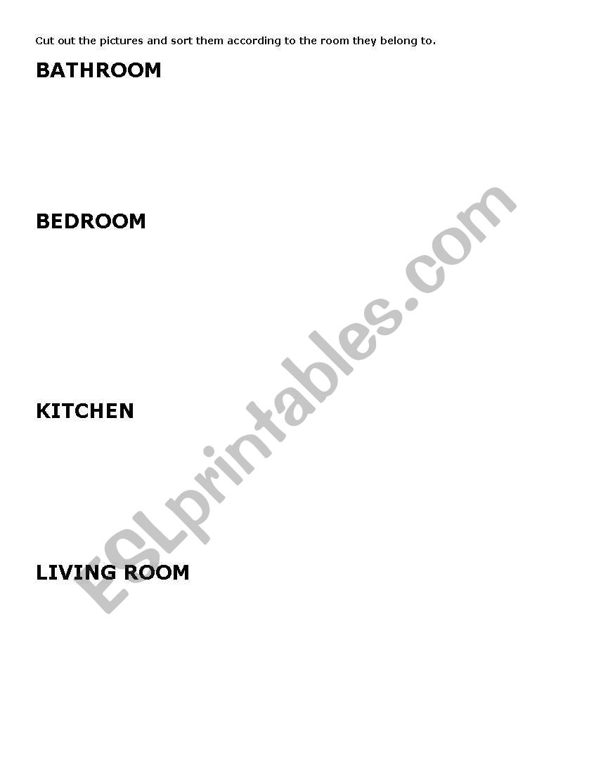 HOUSEHOLD ITEMS VOCABULARY worksheet