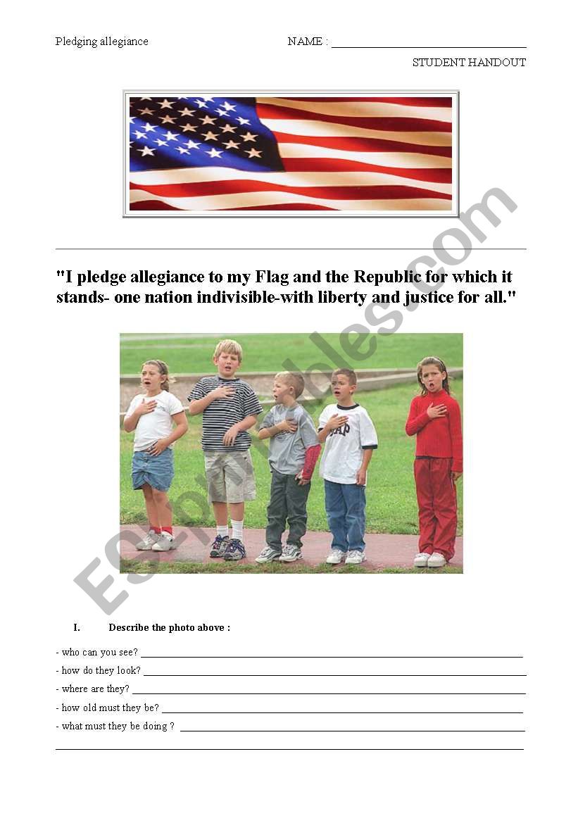 pledging allegiance worksheet