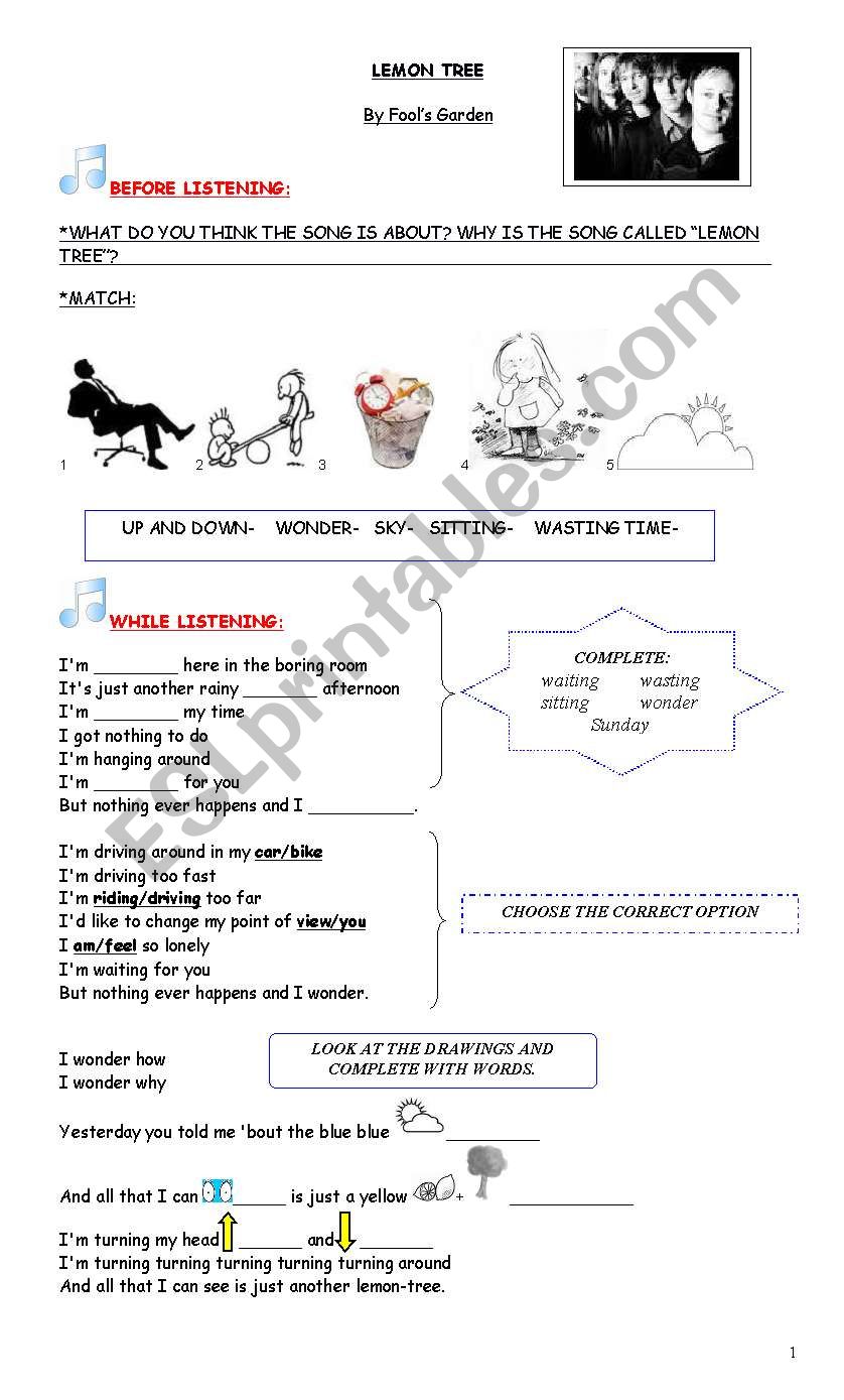 SONG: LEMON TREE worksheet