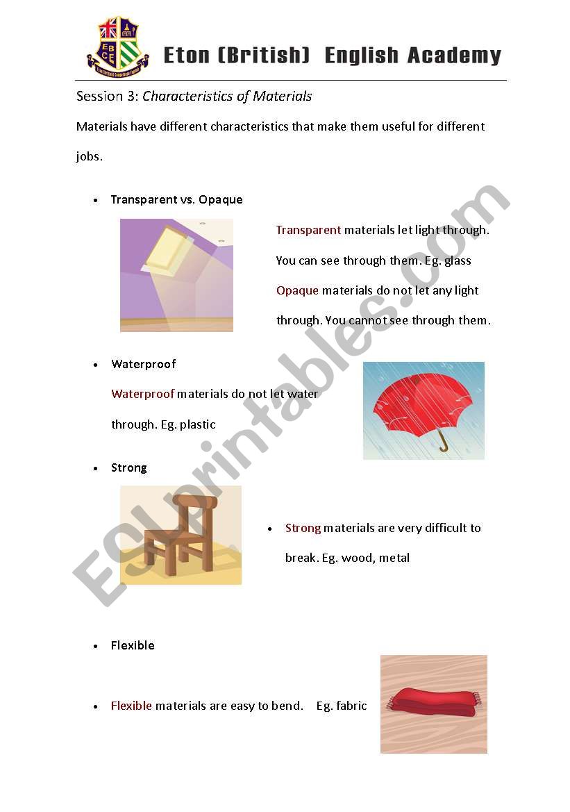 material worksheet3 worksheet