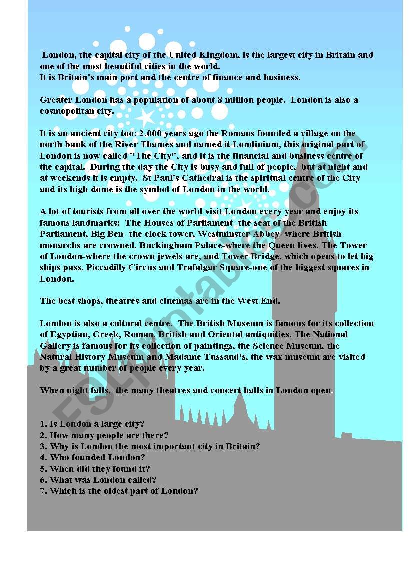 London worksheet