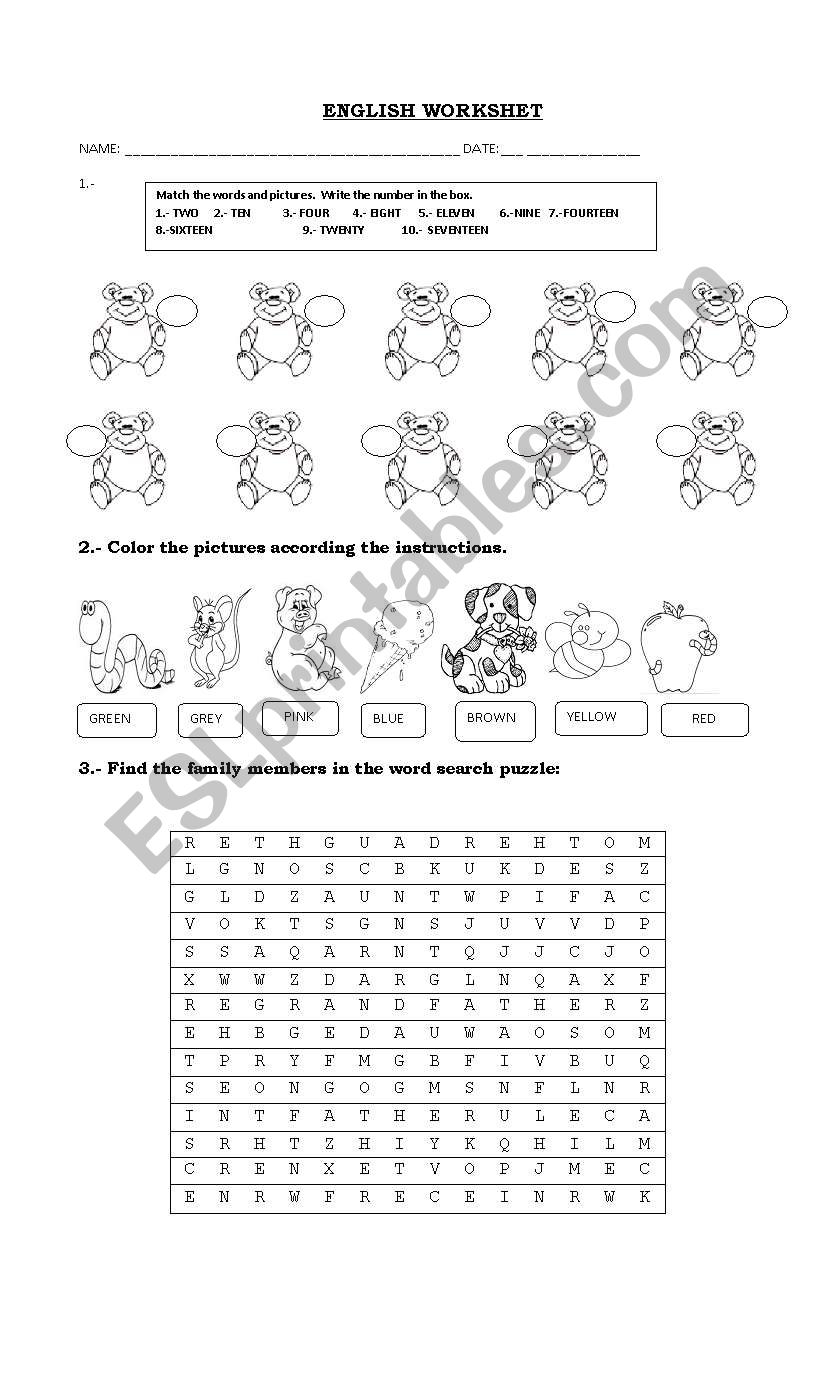 Numbers and Colors  worksheet