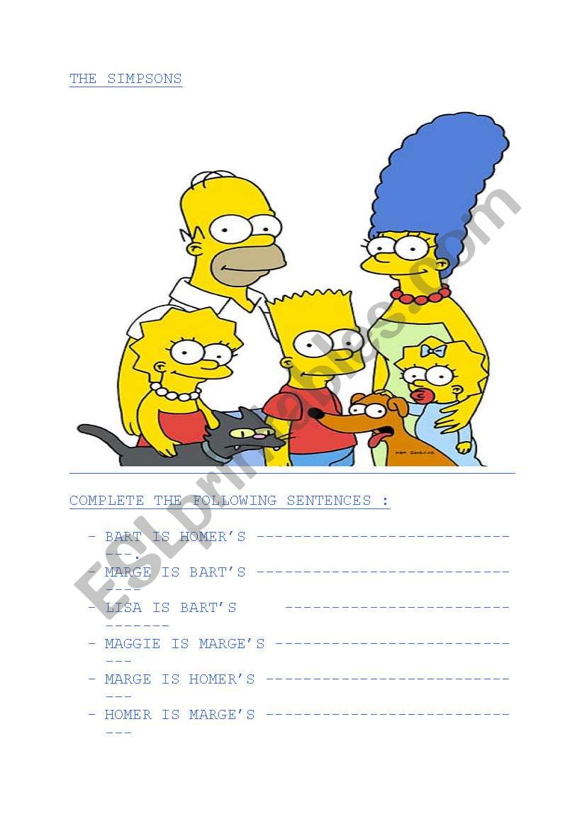 the simpsons worksheet