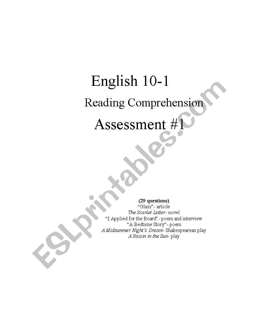 Reading Comprehension Assessment