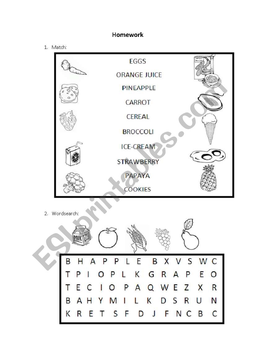 Food and Fruit worksheet