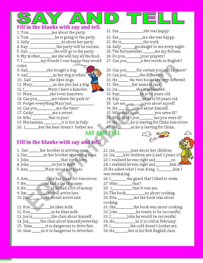 SAY AND TELL worksheet