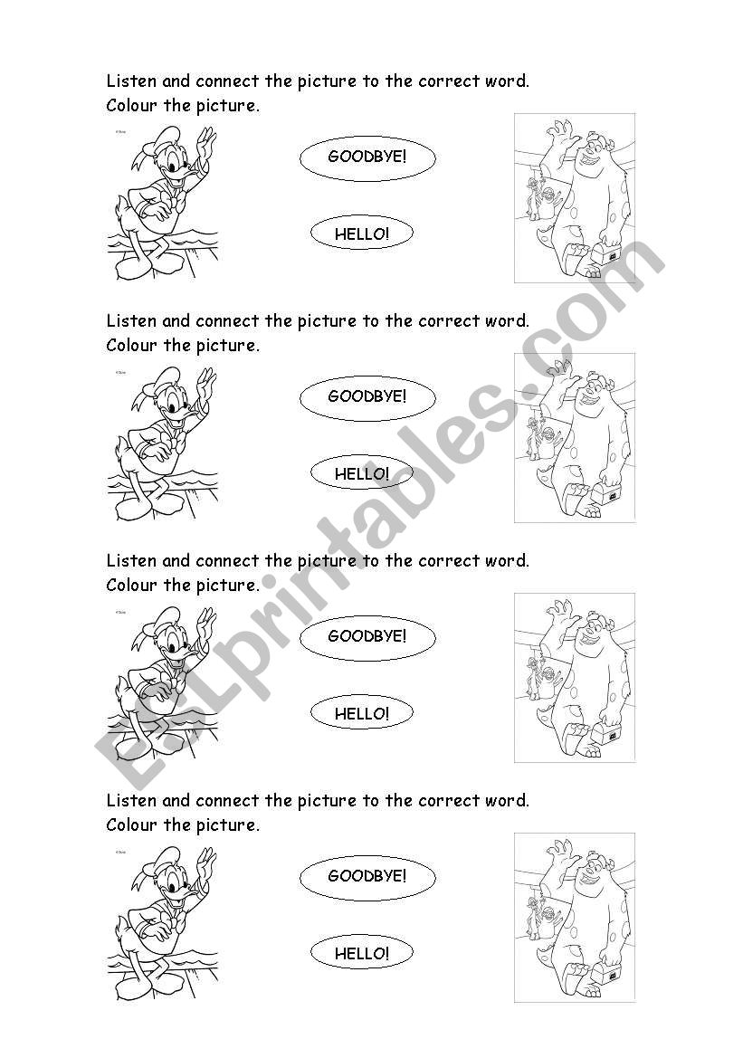 hello/goodbye worksheet