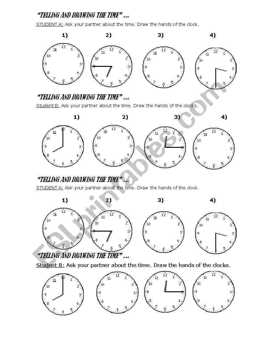 Telling the time- infromation gap exercise