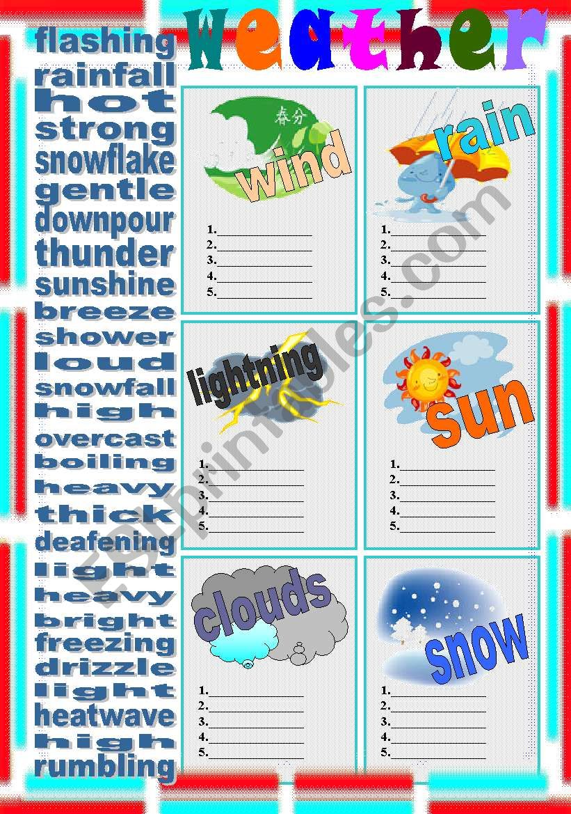 weather elements worksheet