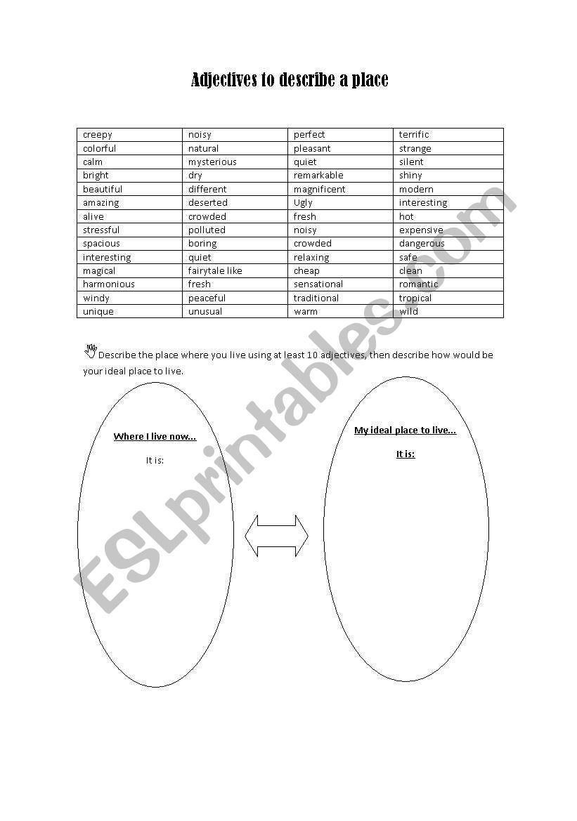 Describing places worksheet