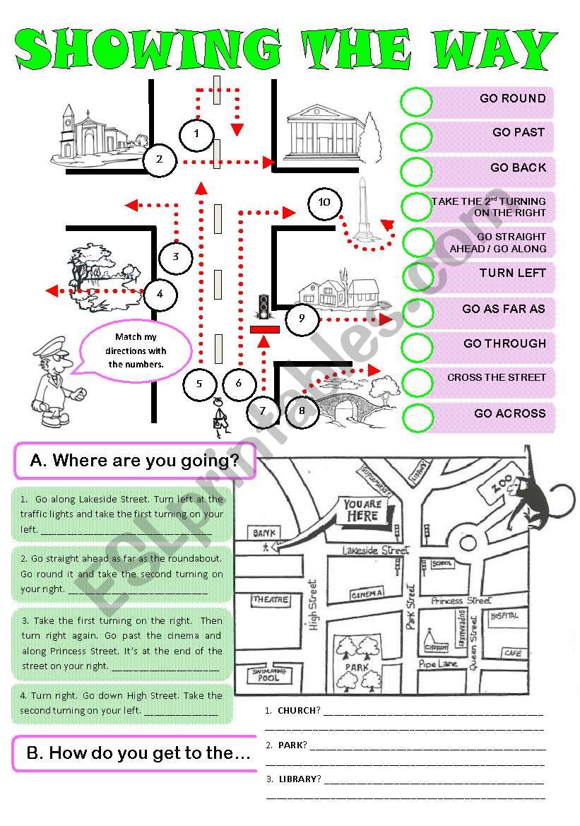 Giving directions worksheet