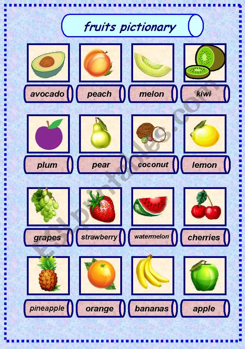 fruits pictionary worksheet