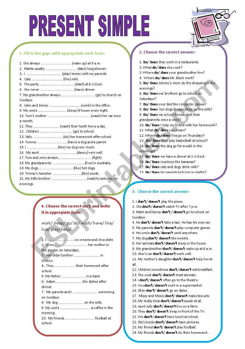 PRESENT SIMPLE worksheet