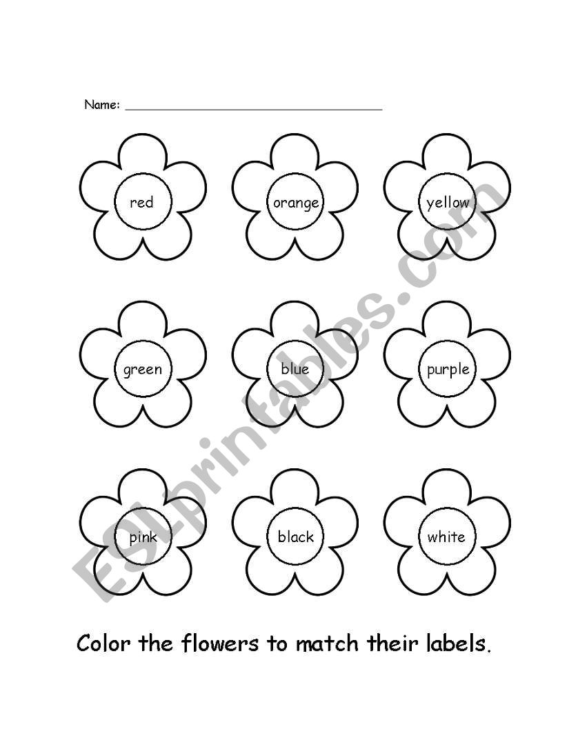Color the flowers worksheet