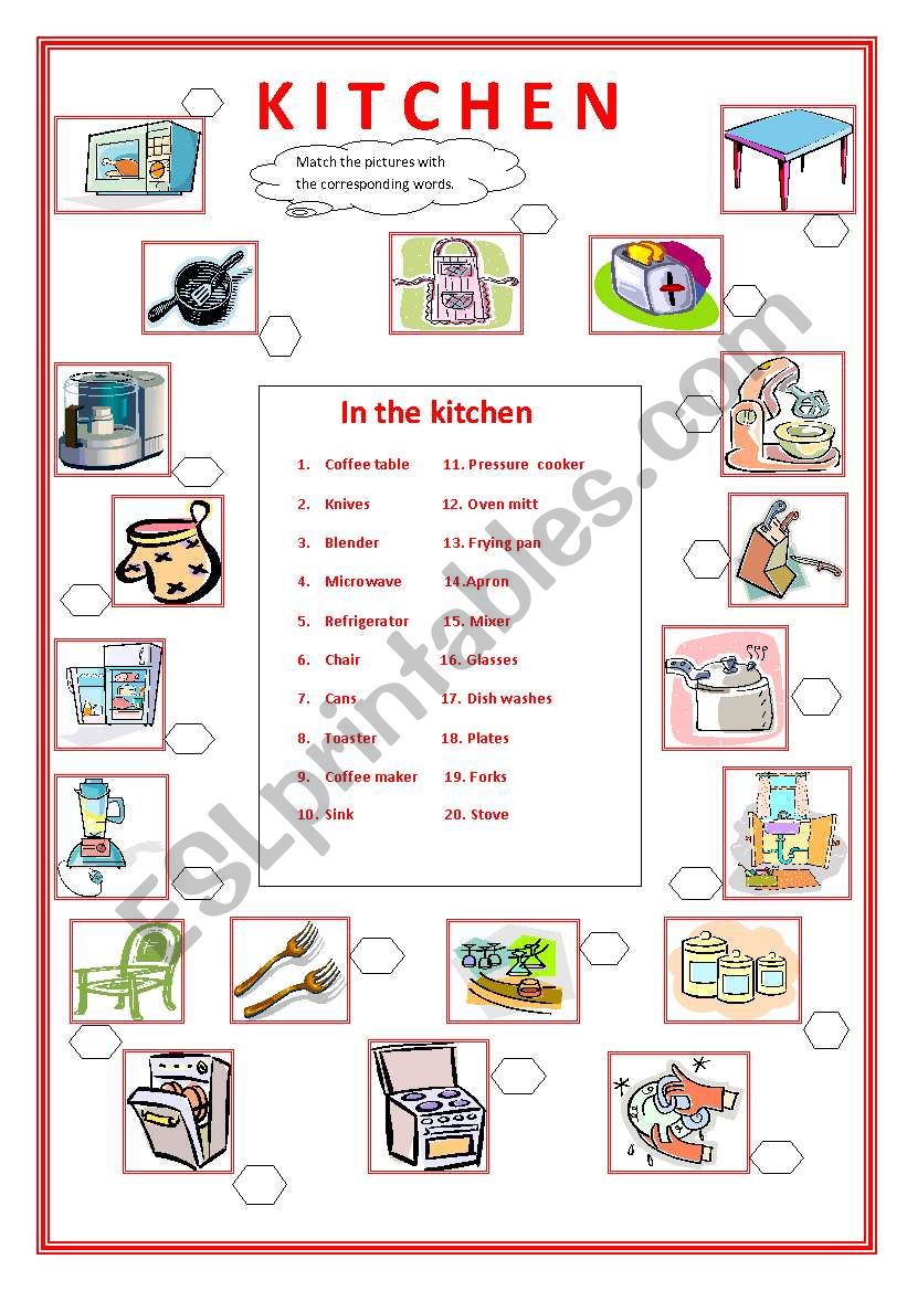 Kitchen worksheet