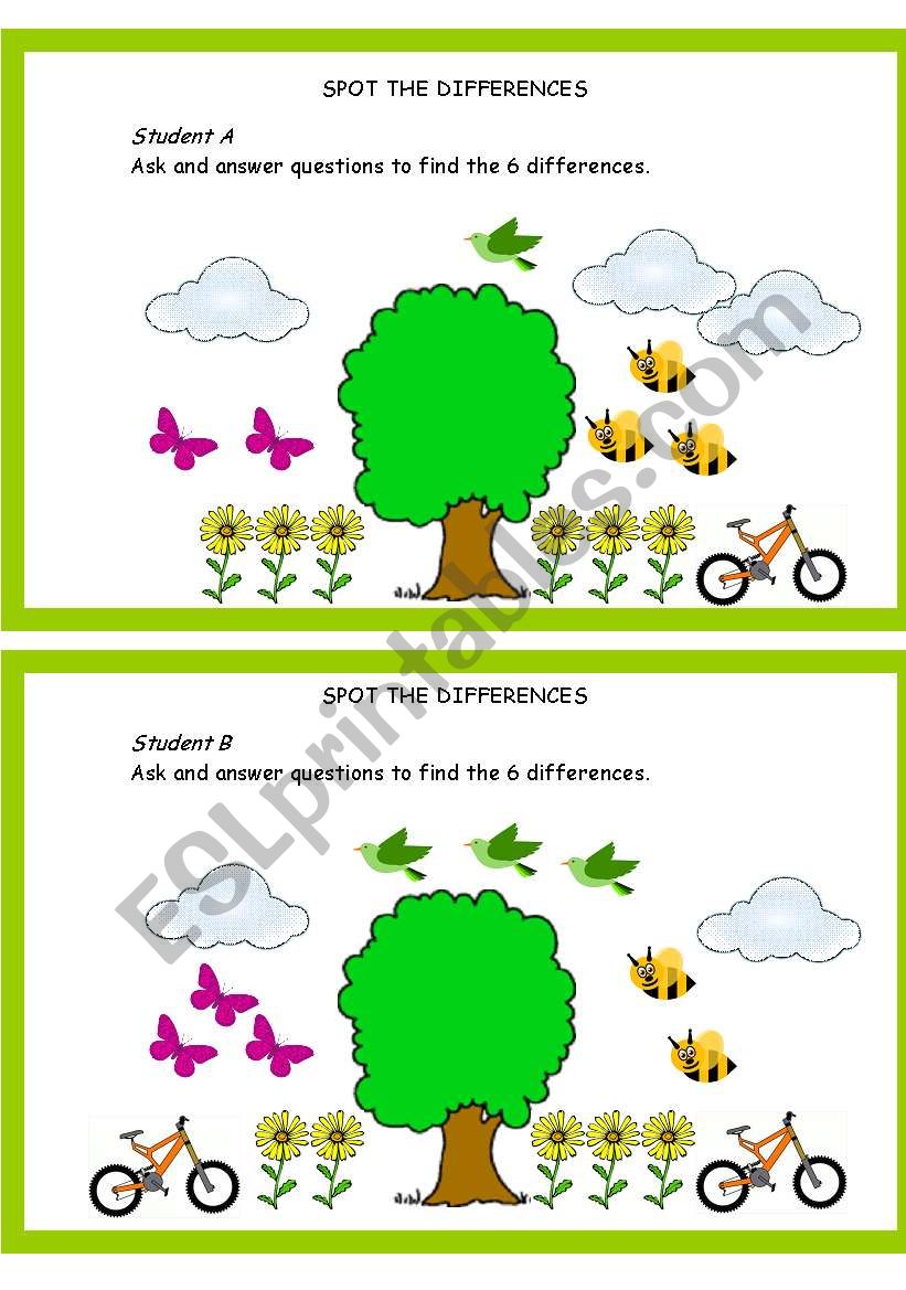 Spot the differences worksheet