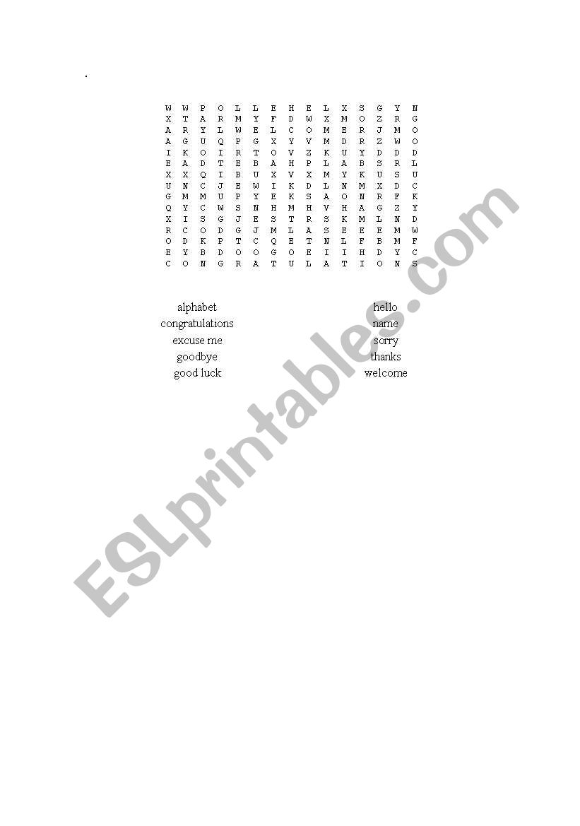 greetings crossword worksheet