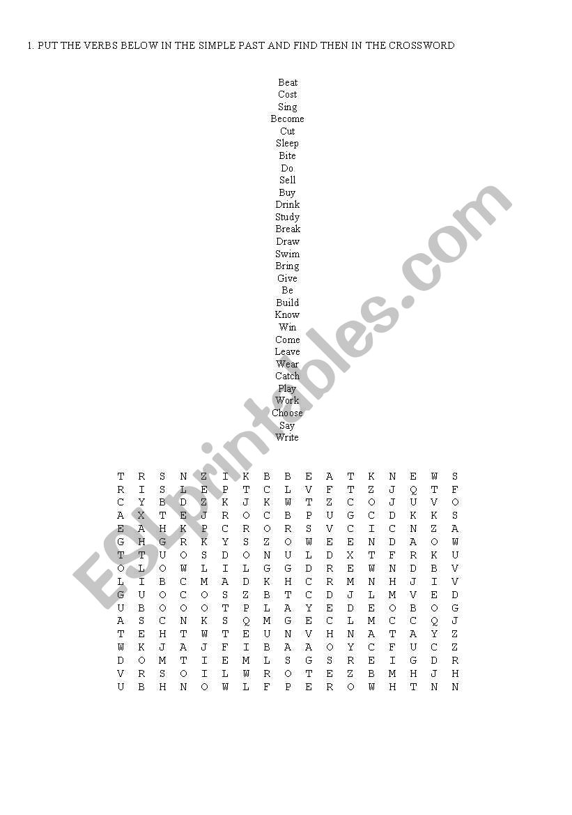 PAST CROSSWORD worksheet