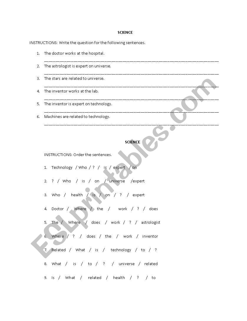 Questions using Who, Where, and What..?