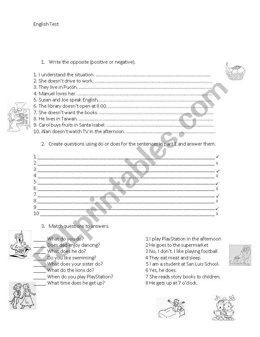 English Test worksheet