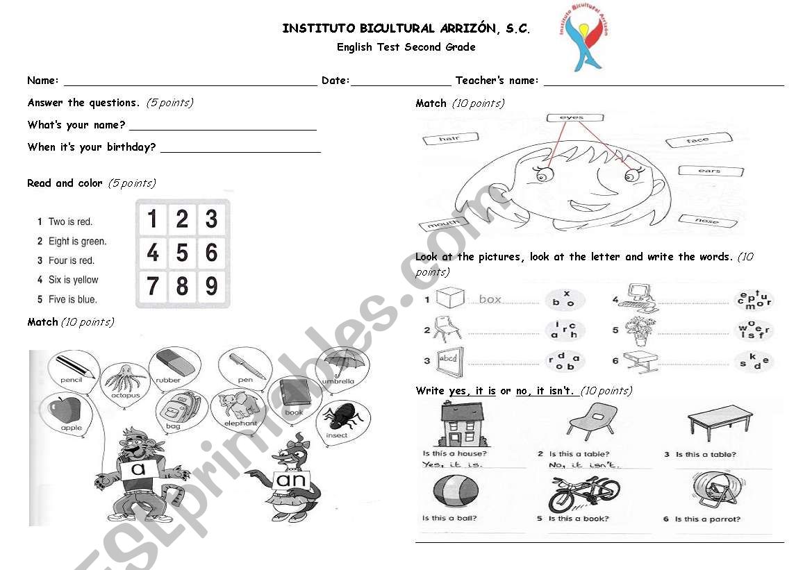 english diagnostic test 2 worksheet