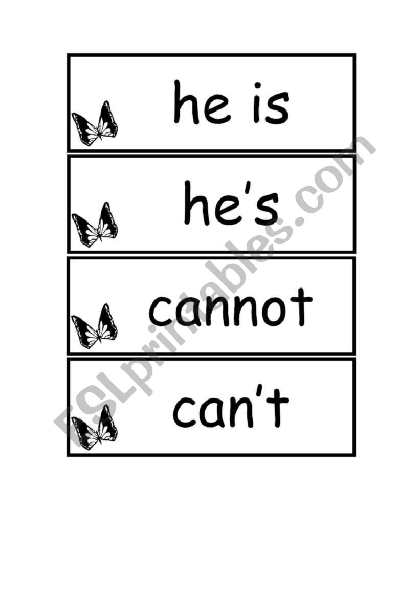 Contractions Memory Game (part 2)