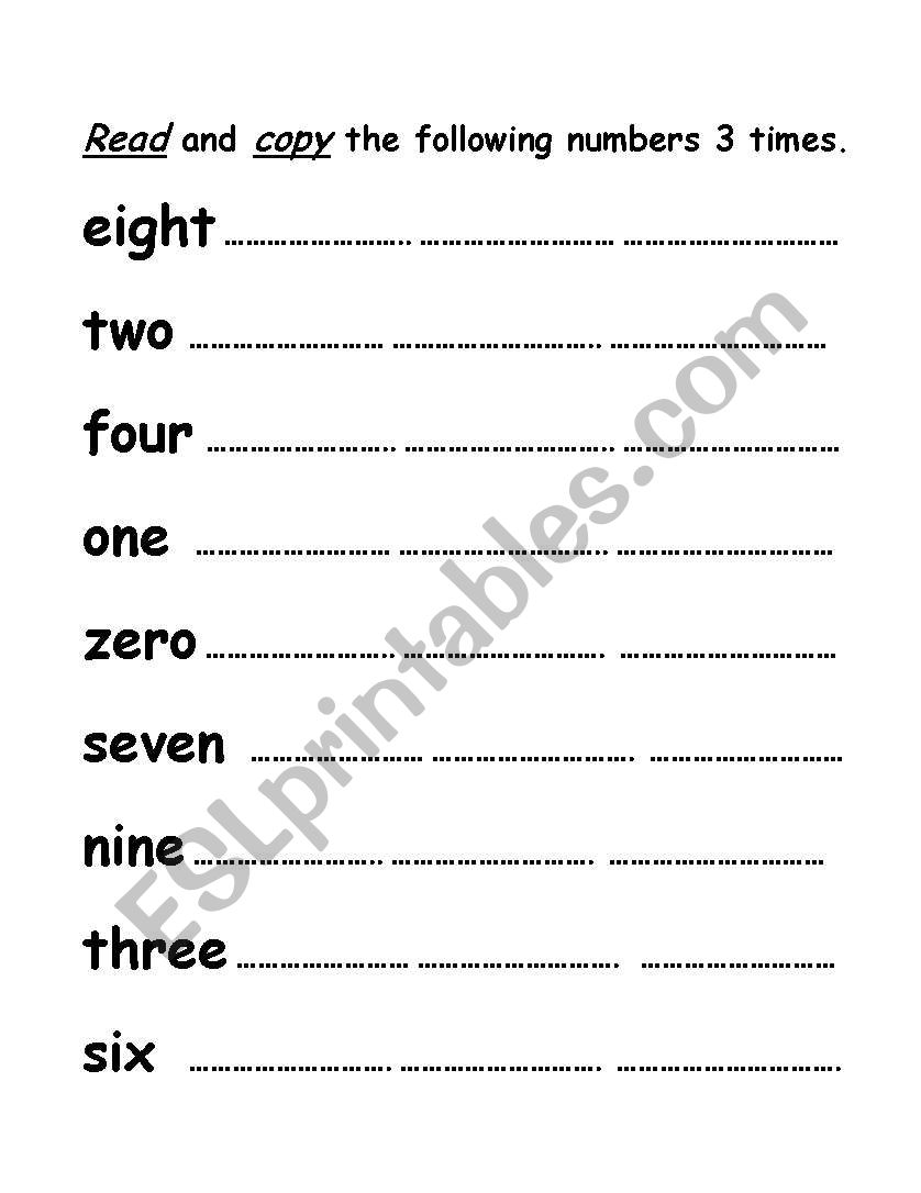 READ AND COPY THE NUMBERS (2 pages)