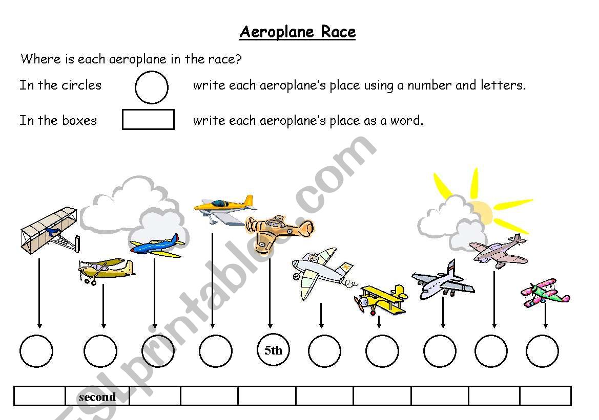 Aeroplane Ordinals worksheet