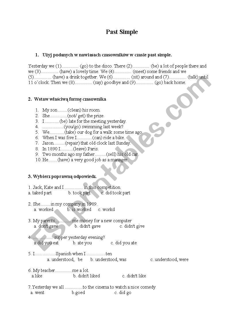 Past Simple worksheet