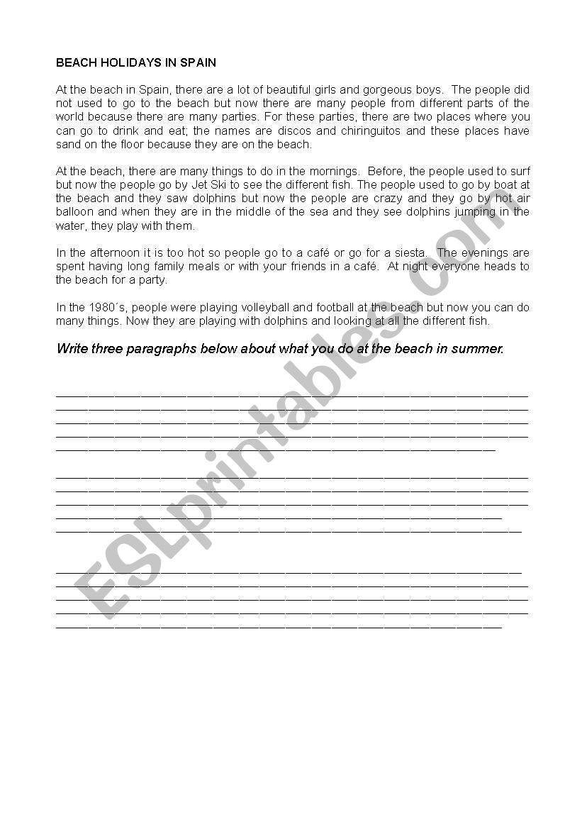 At The Beach worksheet worksheet