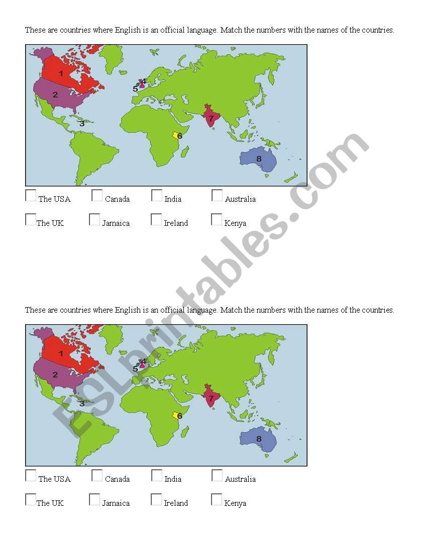 Countries and Nationalities worksheet