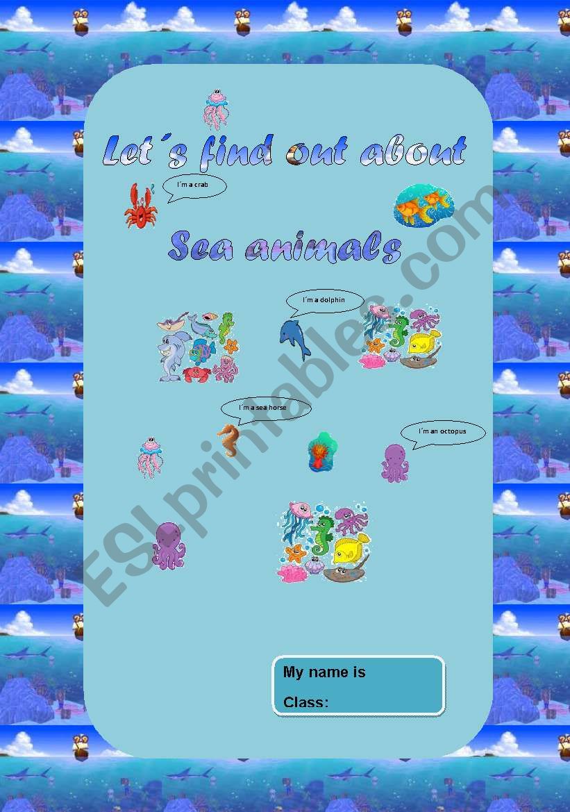 sea animals cover worksheet