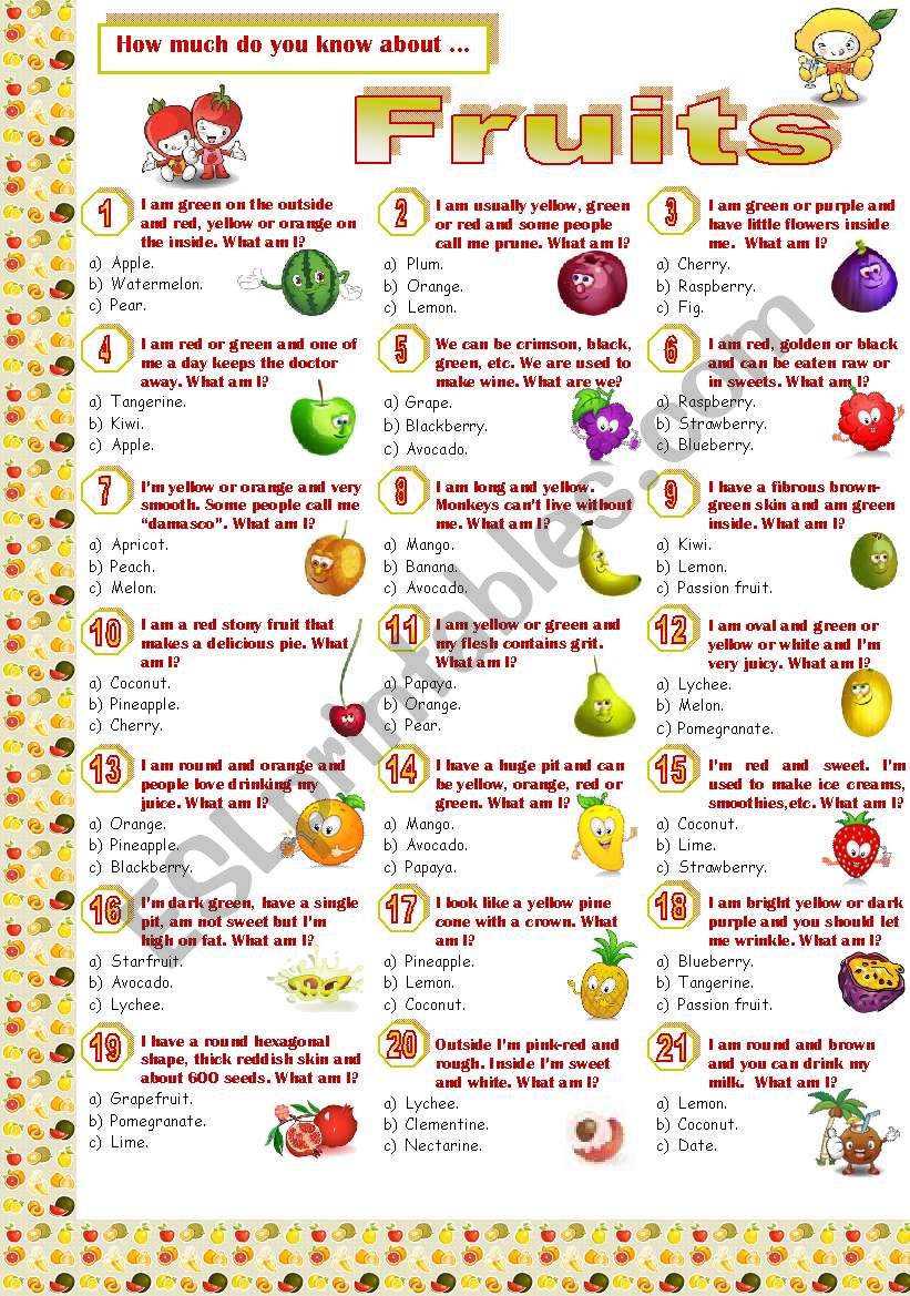 Fruits-Quiz worksheet