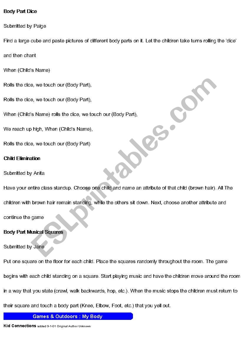 Spongebob Body Parts  worksheet