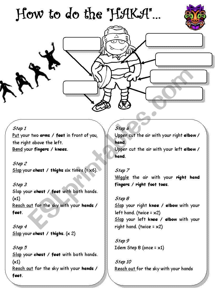 All Blacks haka worksheet