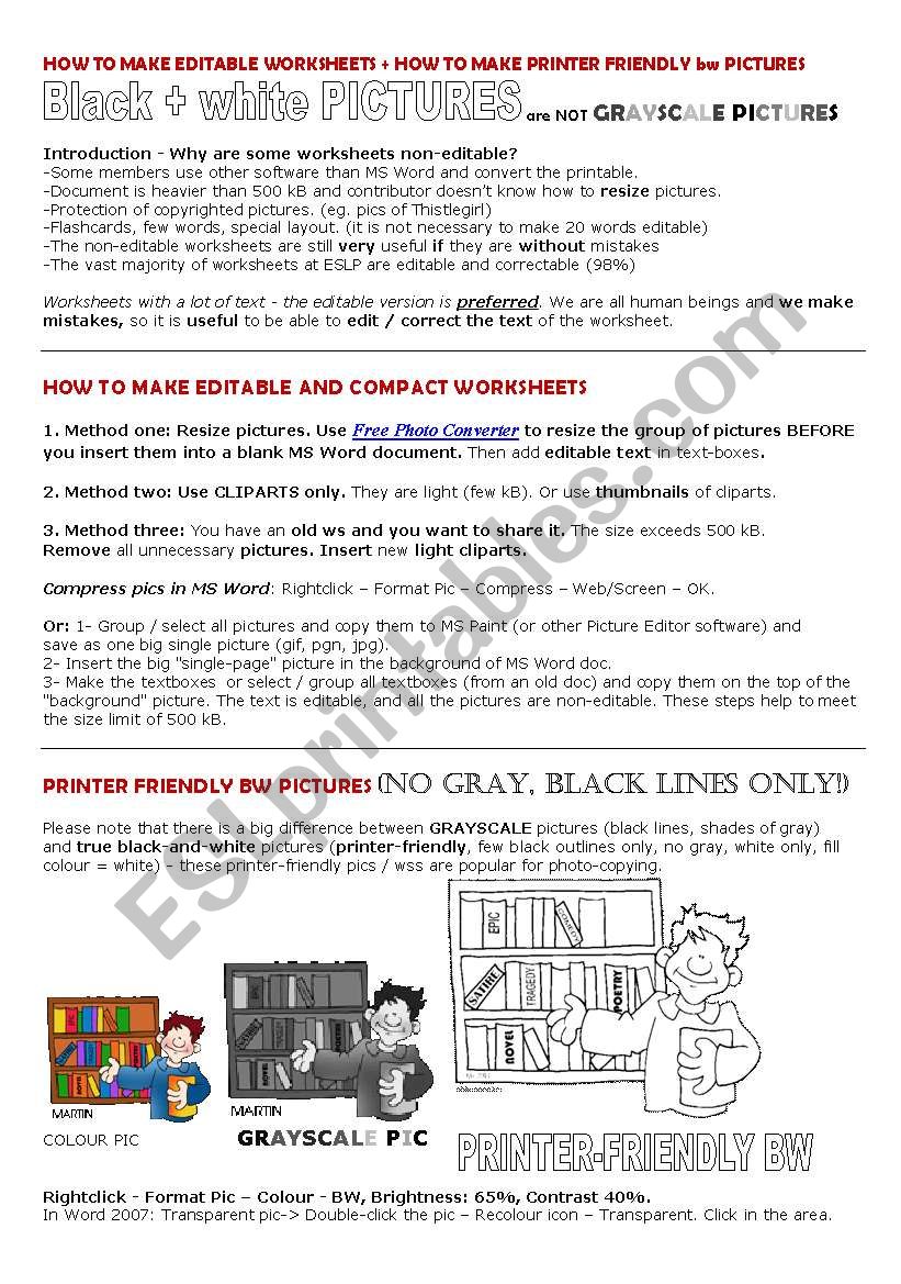 Compact Editable BW printer-friendly Worksheets