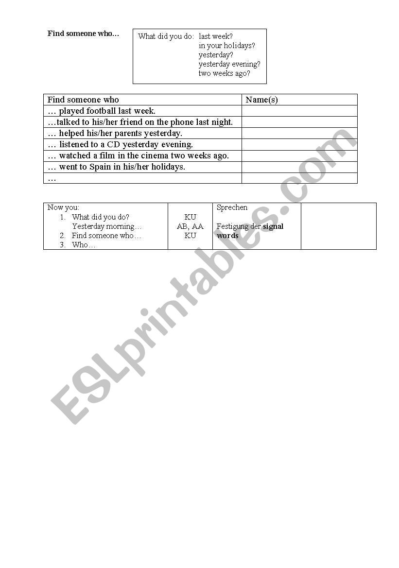 find someone who... worksheet
