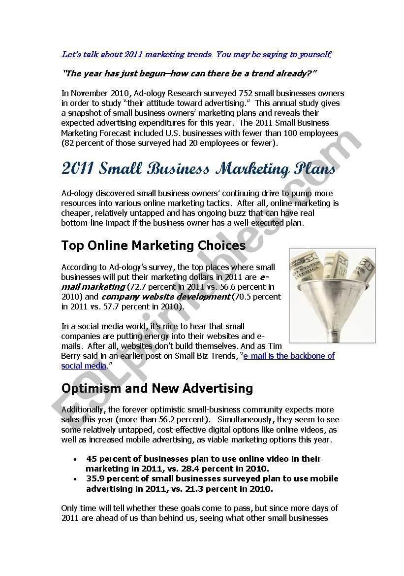 2011 Small  Business Marketing Plans