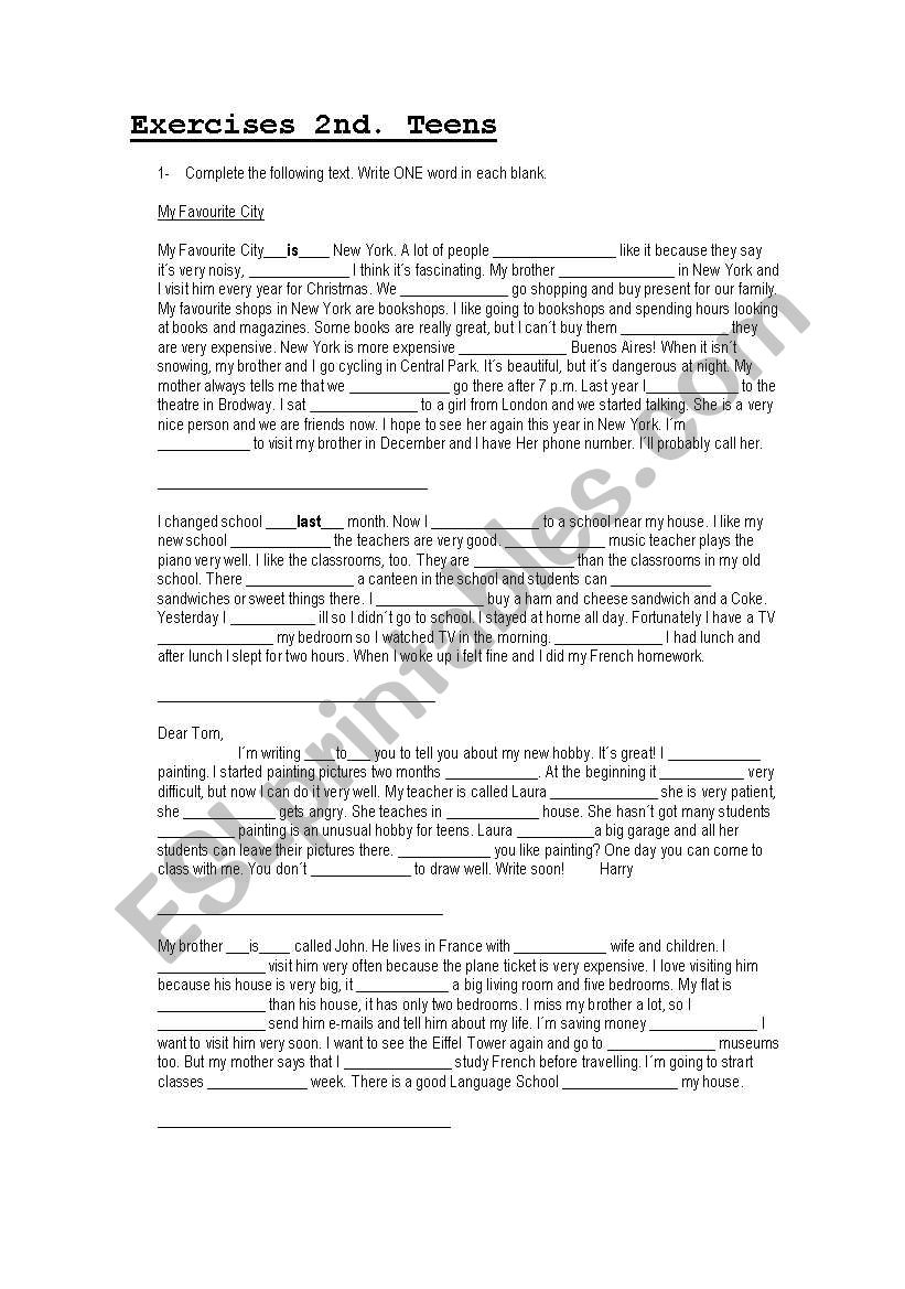 tenses worksheet