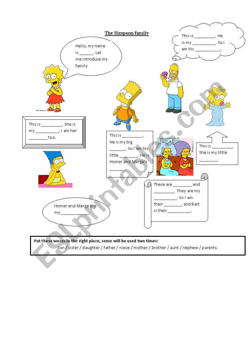Lisa presents her family worksheet