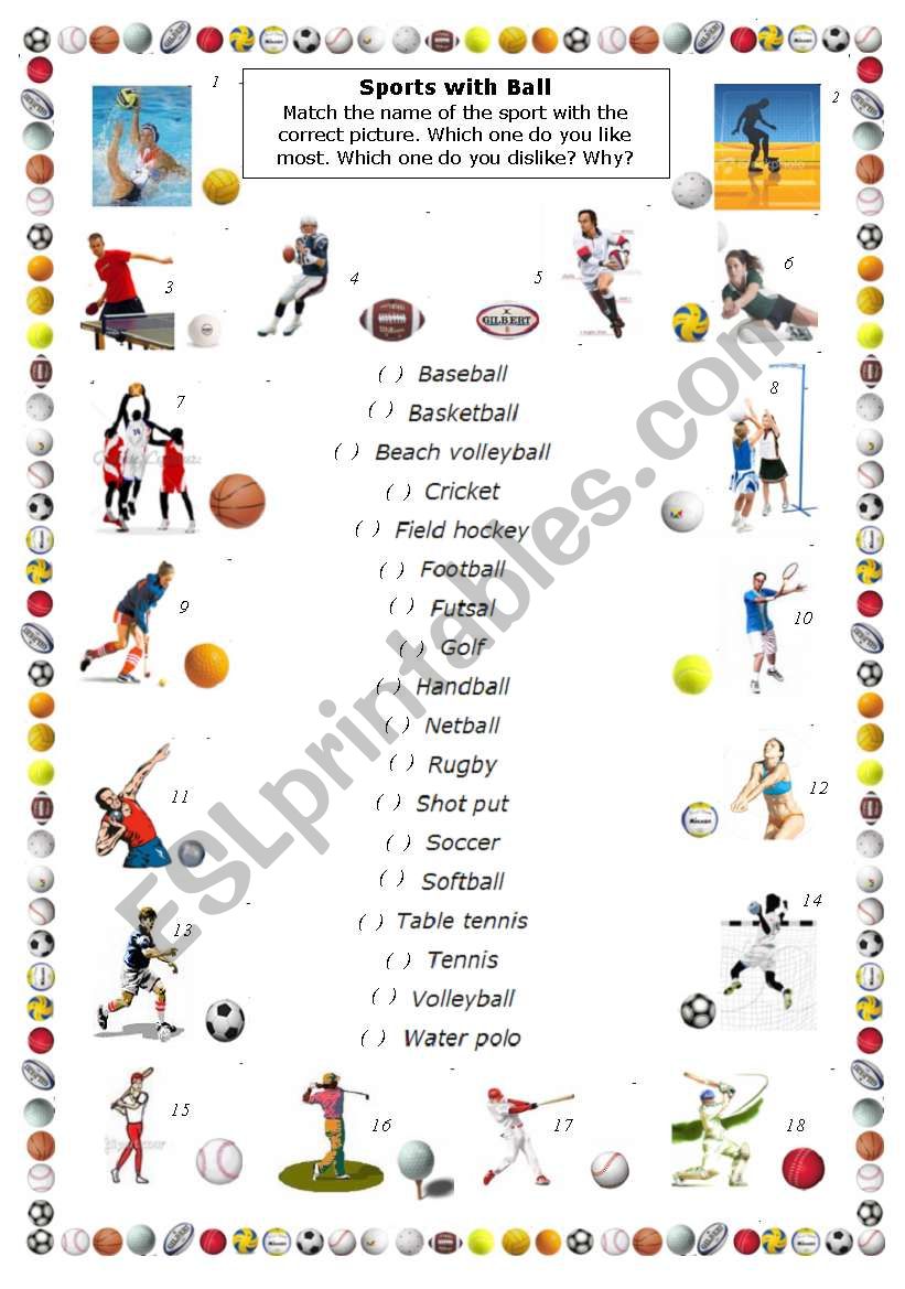 Sports with Ball part 2 worksheet