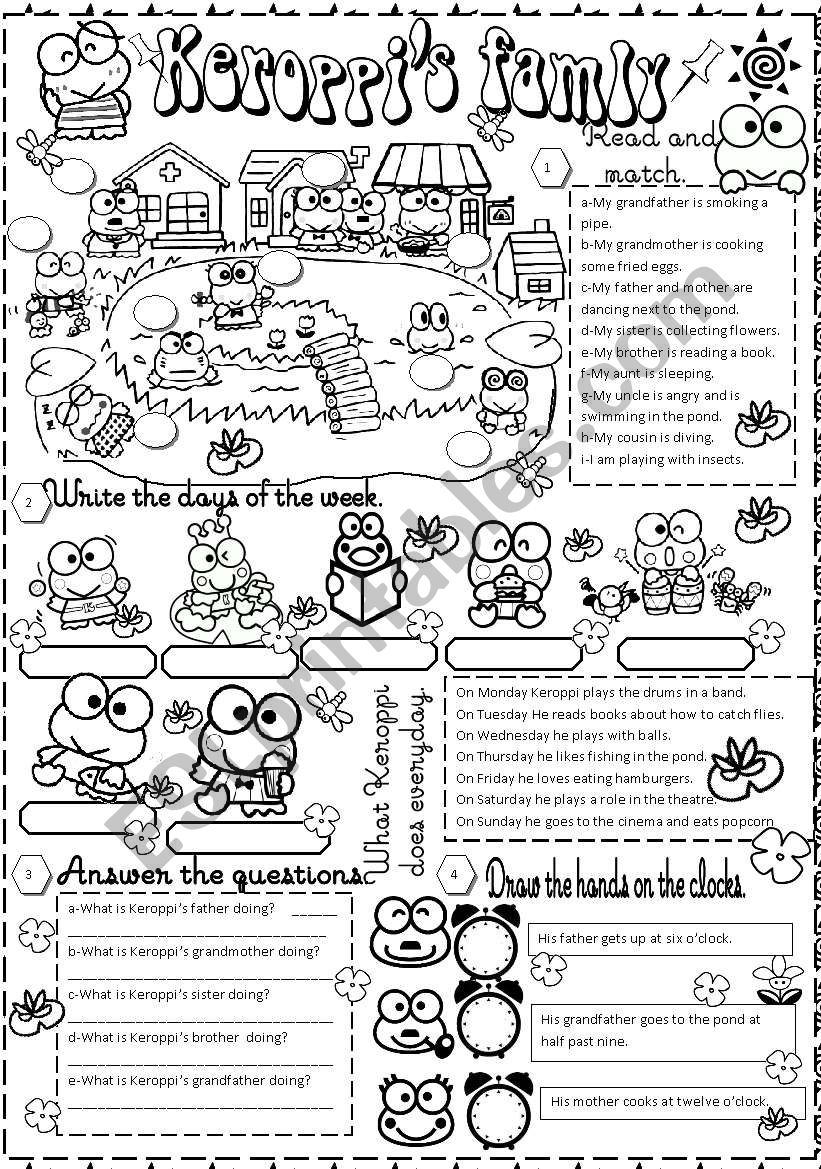 Keroppis family worksheet