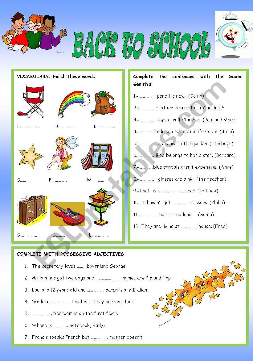 BACK TO SCHOOL worksheet